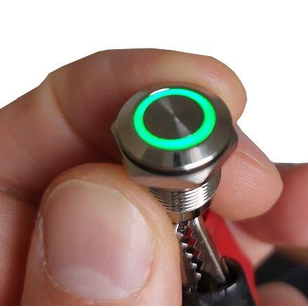 Udtryk 12mm med grøn LED og monterings skive Ø45mm